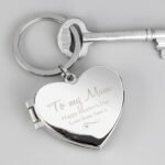 Personalised Swirl Heart Motif Heart Shaped Silver Nickel Plated Photoframe Keyring - Image 4