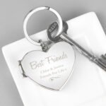 Personalised Swirl Heart Motif Heart Shaped Silver Nickel Plated Photoframe Keyring - Image 6