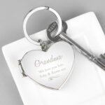 Personalised Swirl Heart Motif Heart Shaped Silver Nickel Plated Photoframe Keyring - Image 9