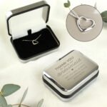 Personalised Sterling Silver Heart Necklace & Chrome Plated 'Bridesmaid' Gift Box - Image 2