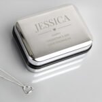 Personalised Sterling Silver Heart Necklace & Chrome Plated Heart Motif Gift Box