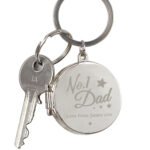 Personalised 'No.1 Dad' Silver Finish Photo Keyring - Image 4