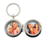Personalised Heart Motif Silver Finish Round Photo Keyring - Image 2