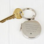 Personalised Heart Motif Silver Finish Round Photo Keyring - Image 5