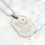 Personalised 'No.1 Dad' Stars Design Stainless Steel Dog Tag Necklace