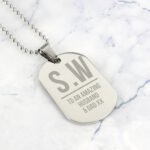 Personalised Initials & Message Stainless Steel Dog Tag Necklace