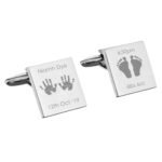 Personalised Hands & Feet Motif New Baby Silver Finish Square Cufflinks - Image 5
