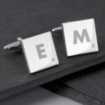 Personalised Initials & Age Silver Finish Square Cufflinks - Image 3