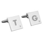 Personalised Initials & Age Silver Finish Square Cufflinks - Image 5
