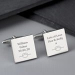 Personalised Tie The Knot Silver Finish Square Cufflinks - Image 4
