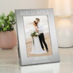 Personalised 'Mr And Mrs' 4×6 Portrait Silver Aluminium Photo Frame - Image 2
