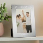 Personalised 'Mr And Mrs' 4×6 Portrait Silver Aluminium Photo Frame - Image 3