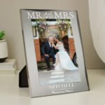 Personalised 'Mr And Mrs' 5x7 Portrait Silver Aluminium Photo Frame