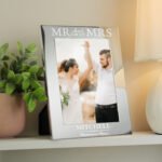 Personalised 'Mr And Mrs' 5x7 Portrait Silver Aluminium Photo Frame - Image 3