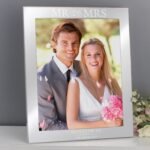 Personalised 'Mr And Mrs' Heart Motif 8x10 Portrait Silver Aluminium Photo Frame