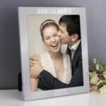 Personalised 'Mr And Mrs' Heart Motif 8x10 Portrait Silver Aluminium Photo Frame - Image 2