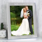 Personalised 'Mr And Mrs' Heart Motif 8x10 Portrait Silver Aluminium Photo Frame - Image 3