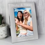 Personalised Any Message 4x6 Portrait Silver Aluminium Photo Frame - Image 2