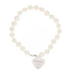 Personalised 'Christening' Swirls & Hearts White Freshwater Pearl Bracelet - Image 5