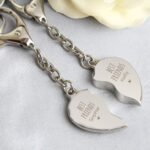 Personalised 'Best Friends' Two Hearts Silver Nickel Plated Keyrings - Image 2