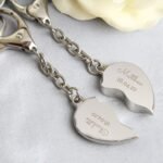 Personalised Any Message Two Hearts Silver Nickel Plated Keyrings