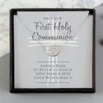 Personalised 'On Your First Holy Communion' Silver Disc Necklace & Gift Box