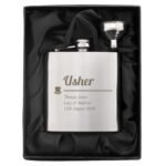Personalised 'Usher' Top Hat Motif Stainless Steel Hip Flask - Image 2