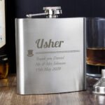Personalised 'Usher' Top Hat Motif Stainless Steel Hip Flask - Image 3