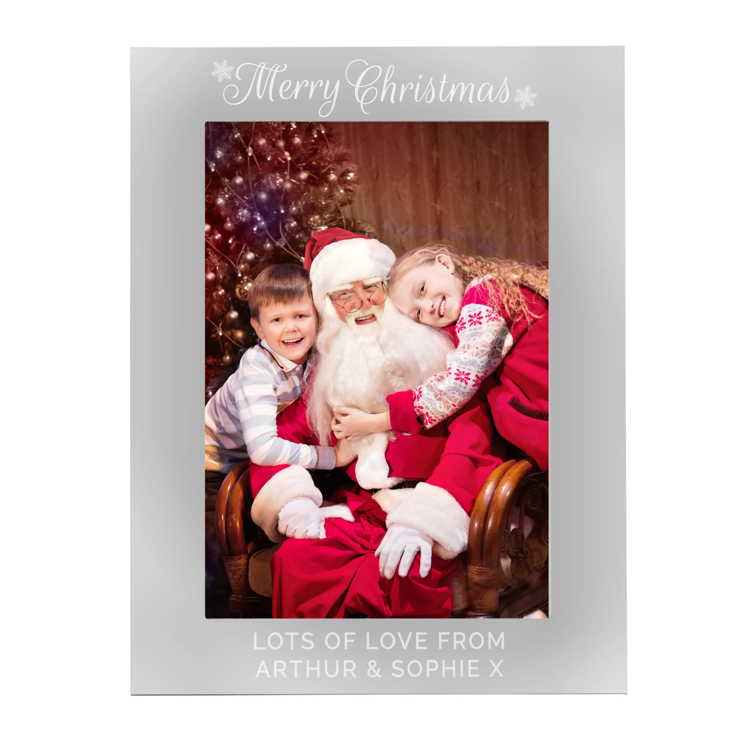Personalised 'Merry Christmas' 5x7 Portrait Silver Aluminium Photo Frame - Image 5