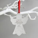 Personalised 'Forever In Our Hearts' Memorial Metal Angel Decoration - Image 2