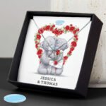 Personalised Me to You Rose Heart Design Sterling Silver Heart Necklace & Gift Box