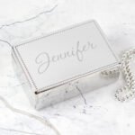 Personalised Name Only Rectangular Silver Nickel Plated Jewellery Box - Image 3