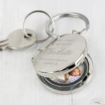 Personalised Any Message Classic Design Silver Finish Photo Keyring - Image 2
