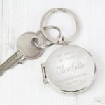 Personalised Any Message Classic Design Silver Finish Photo Keyring - Image 3