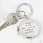 Personalised Any Message Round Silver Finish Photo keyring