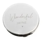 Personalised Heart Motif Round Silver Nickel Plated Compact Mirror - Image 6
