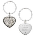 Personalised Any Message Diamante Silver Nickel Plated Heart Shaped Keyring - Image 6