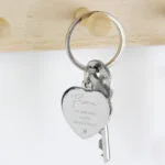 Personalised Name & Message Diamante Silver Heart Shaped Keyring - Image 4