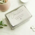 Personalised Name & Message Rectangular Silver Nickel Plated Jewellery Box - Image 4