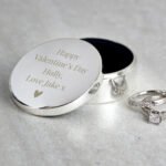 Personalised Any Message Round Silver Finish Ring Box - Image 2