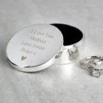Personalised Any Message Round Silver Finish Ring Box - Image 3