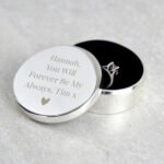 Personalised Any Message Round Silver Finish Ring Box - Image 4