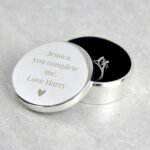 Personalised Any Message Round Silver Finish Ring Box - Image 5
