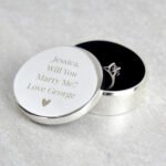 Personalised Any Message Round Silver Finish Ring Box - Image 6