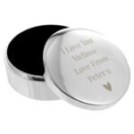 Personalised Any Message Round Silver Finish Ring Box - Image 8