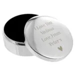 Personalised Any Message Round Silver Finish Ring Box - Image 8