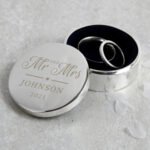 Personalised 'Mr & Mrs' Round Silver Finish Ring Box - Image 2