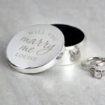 Personalised 'Will You Marry Me' Round Silver Finish Ring Box - Image 2