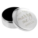 Personalised 'Will You Marry Me' Round Silver Finish Ring Box - Image 3