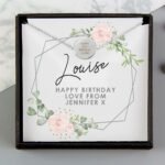 Personalised Abstract Rose Design Sentiment Silver Tone Necklace & Gift Box